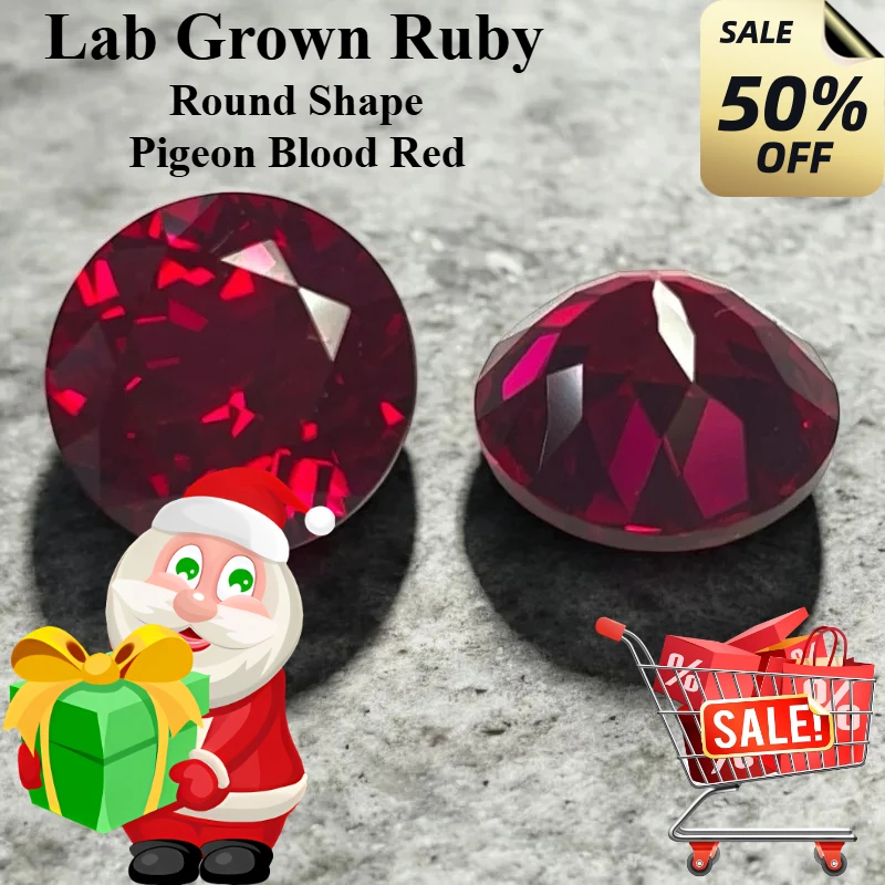 

High Quality Lab Grown Ruby Pigeon Blood Red Round Cut Charms Gemstones for DIY Jewelry Making Materials Selectable Certificate