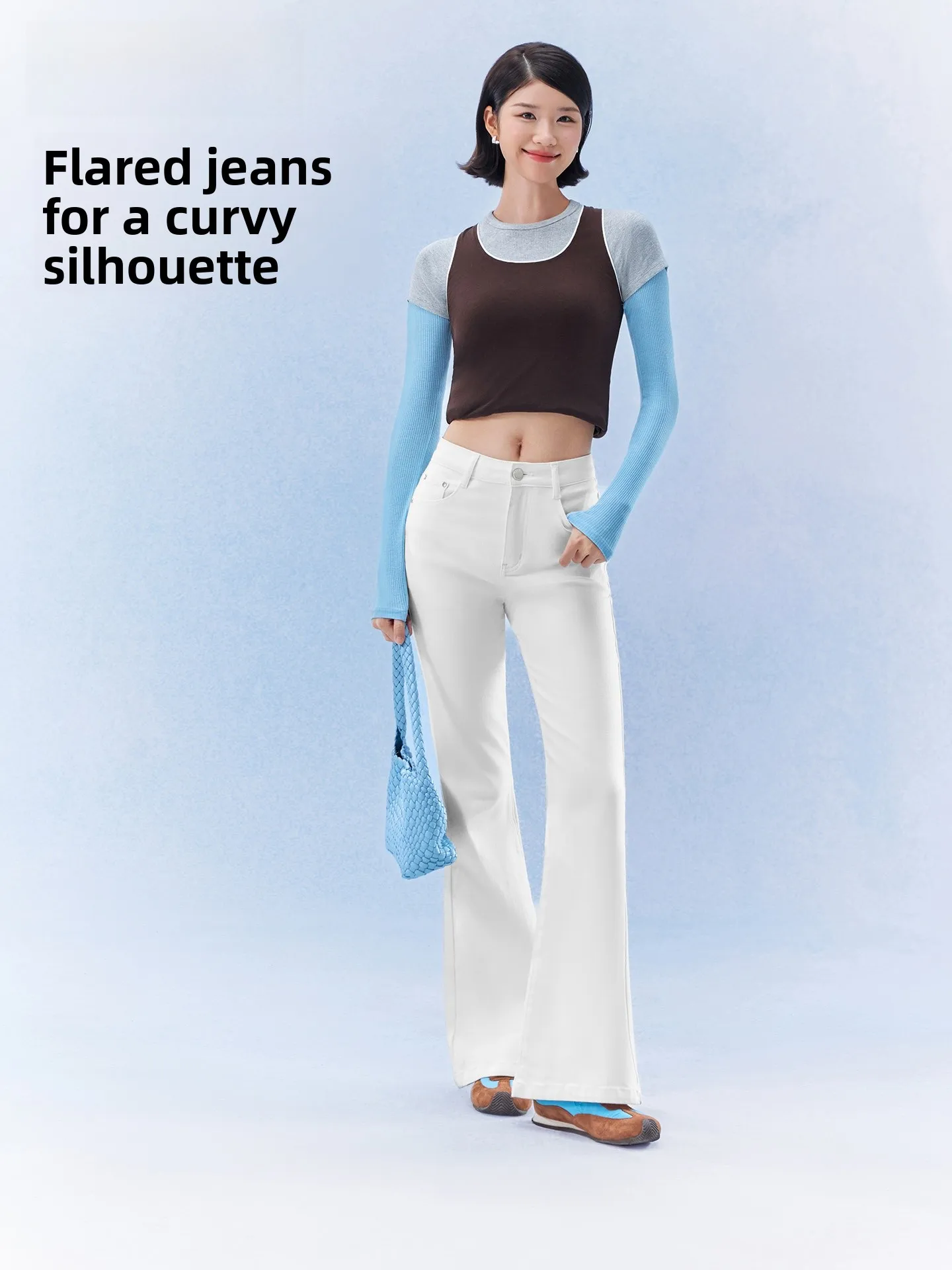 

Женские джинсы SIINSIIN с микро-клешем, белые, утягивающие, винтажные, весна 2026, с завышенной талией, из смесового хлопка и полиэстера