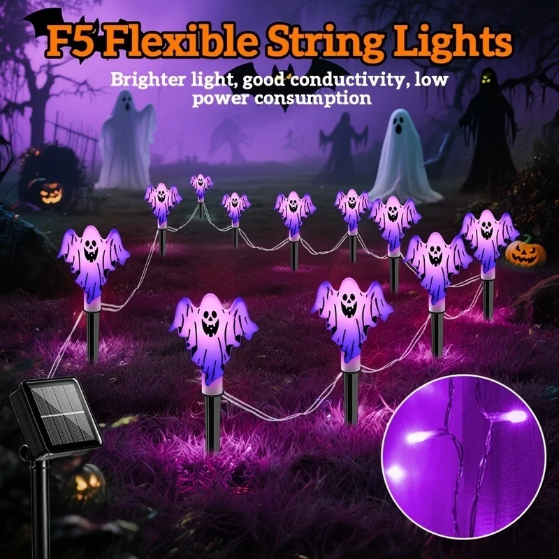 

12 Pieces Halloween Solar Bat Lights, 8 Lighting Modes, IP44, Outdoor Lawn Holiday Decoration, Halloween LED Decorative Lights,