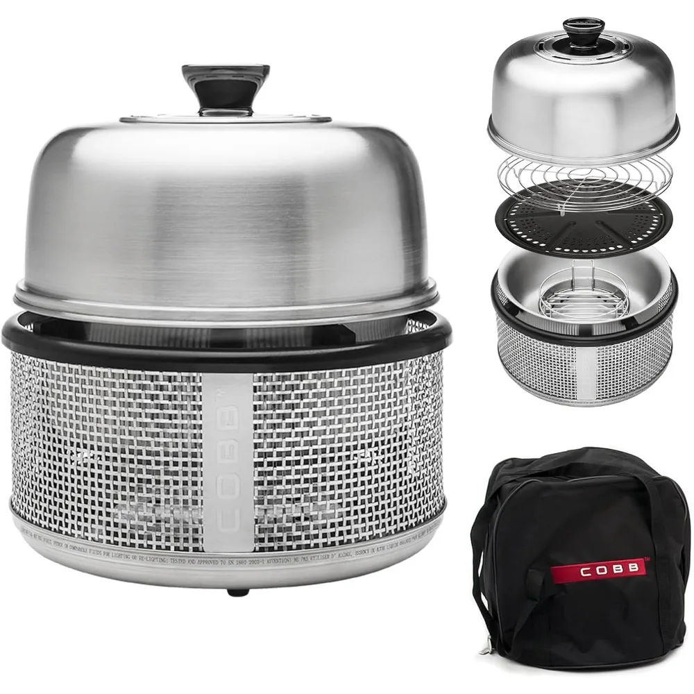 

Портативный угольный гриль из нержавеющей стали с сковородой для приключений на свежем воздухе и компактной гостиной