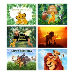 Cartoon Lion King Theme Birthday Background Cloth Lion King Baby Shower Tropical Jungle Happy Birthday Photo Backdrop for Child