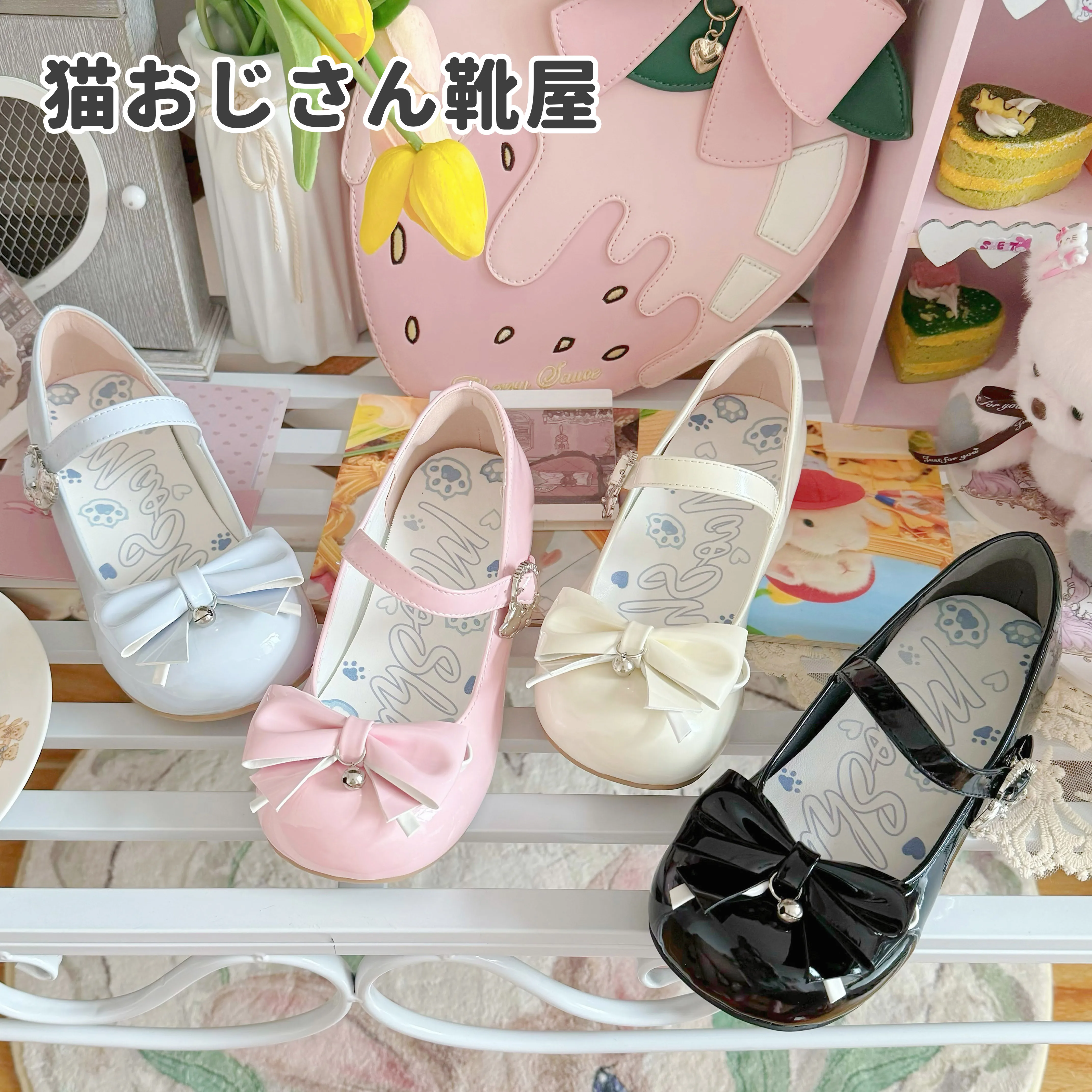 Original Japanese Sweet Lolita Cute Girl Round Head Bow Low Heel Lo Shoes Japanese Loli Tea Party Single Shoes