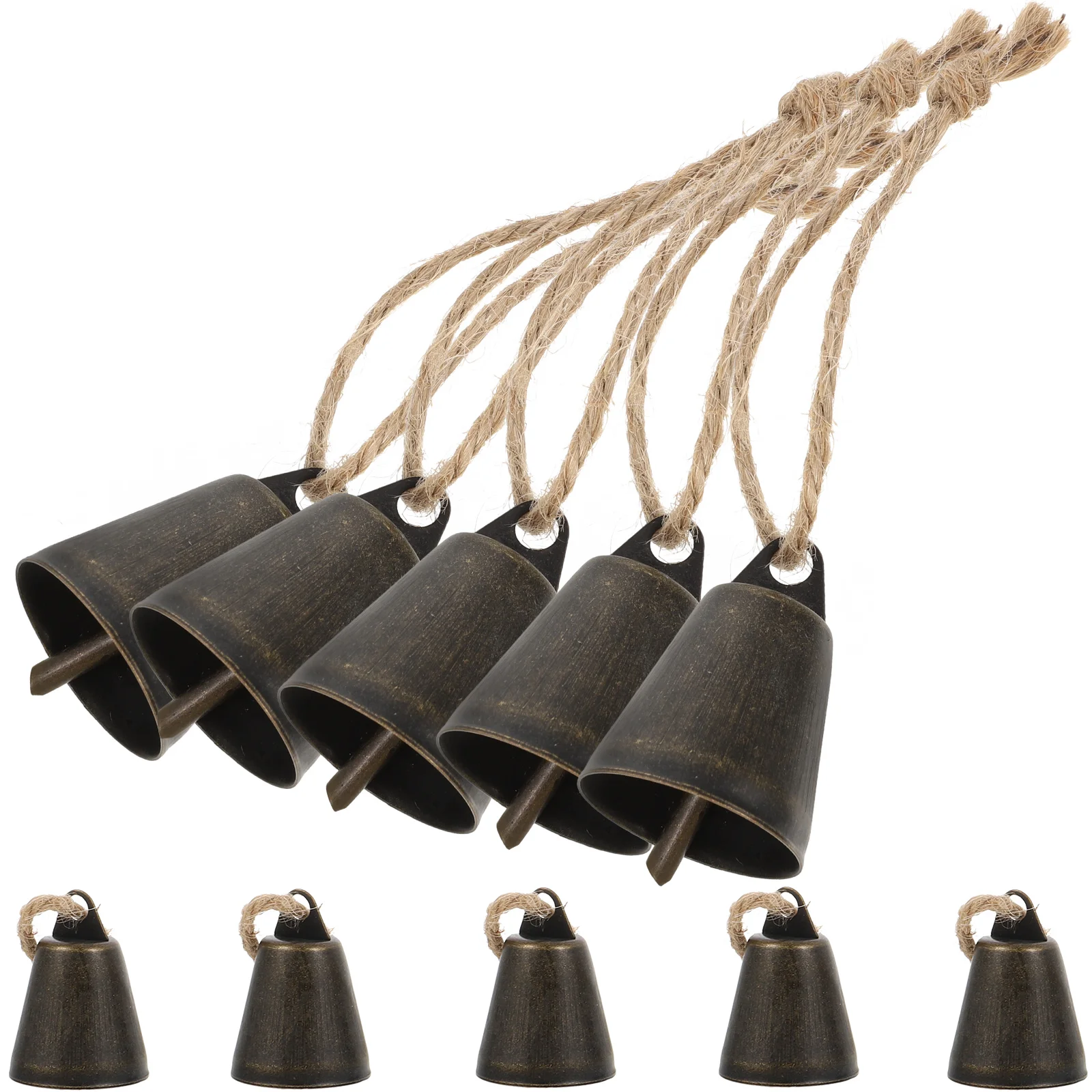 

10pcs Small Bell Pendant Vintage Metal Hanging Decor Craft Bells Christmas Tree Rustic Wide Chime DIY Accessories
