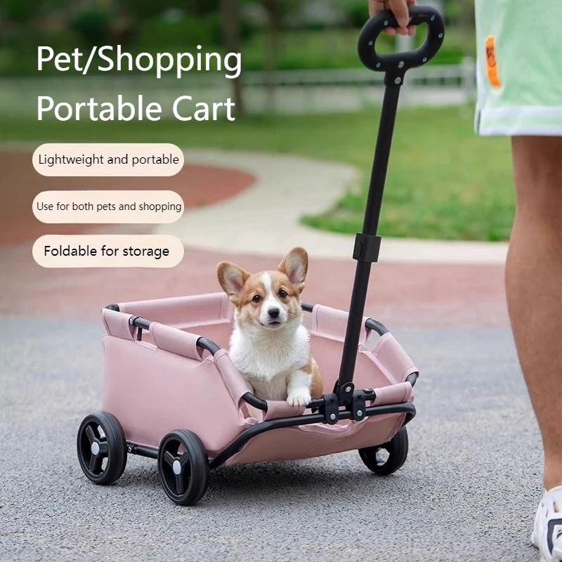 Carrello della spesa pieghevole per animali domestici con ruote da 360 gradi Carrello da viaggio per esterni per cani di piccola taglia