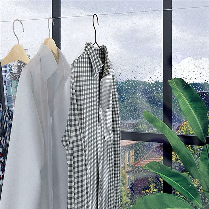 

2X Retractable Clothesline Telescopic Indoor Outdoor Wall Mounted Clothes Dryer Line Drying Rope Hanger (5 Lines)