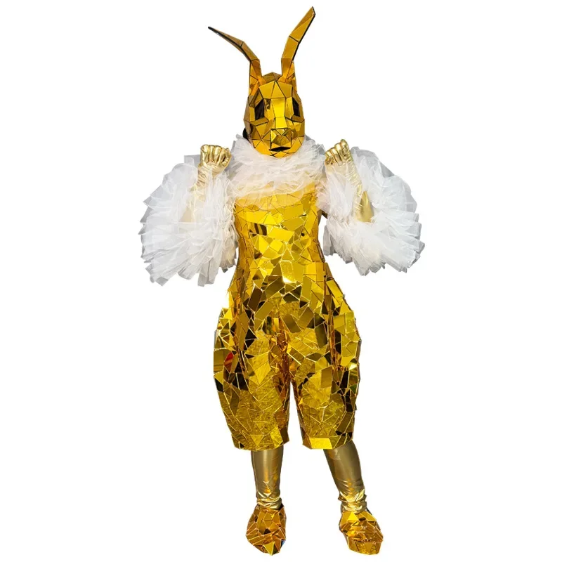 

Hand-sewn mirror man rabbit clothing, the same mirror man performance clothing for men and women, clothing props