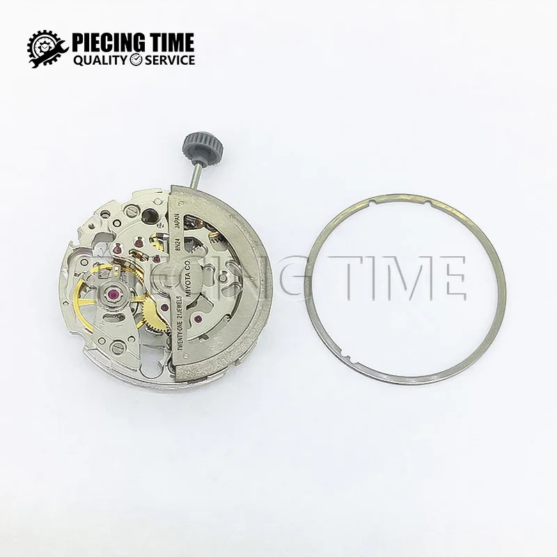 Modified 8N24 Mechanical Movement 21 Jewel Automatic Self-winding Mechanism Gold/Sliver 8N24 Skeleton Automatic Movement