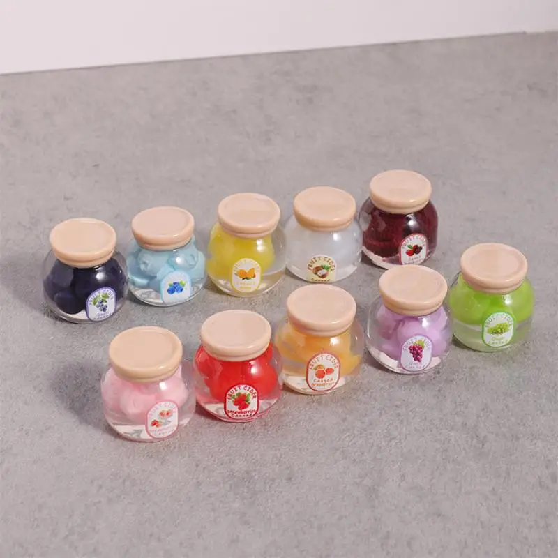 5 Pezzi Mini Bottiglie di Marmellata, Decorazione Cucina, Simulazione Casa delle Bambole, Modellini di Frutta e Caramelle in Scatola, Accessori Giocattolo per Casa delle Bambole