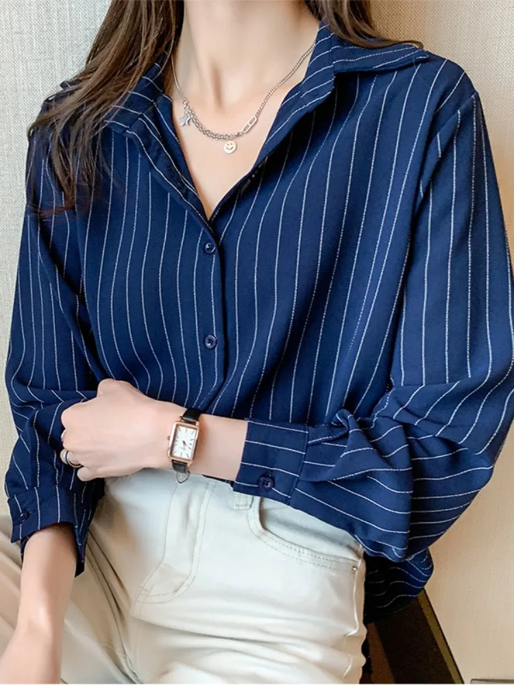 

Fashion Woman Blouses 2023 Elegant and Youth Woman Blouses White Shirt Female Clothing Striped Women Tops Luxury Women's Blouses