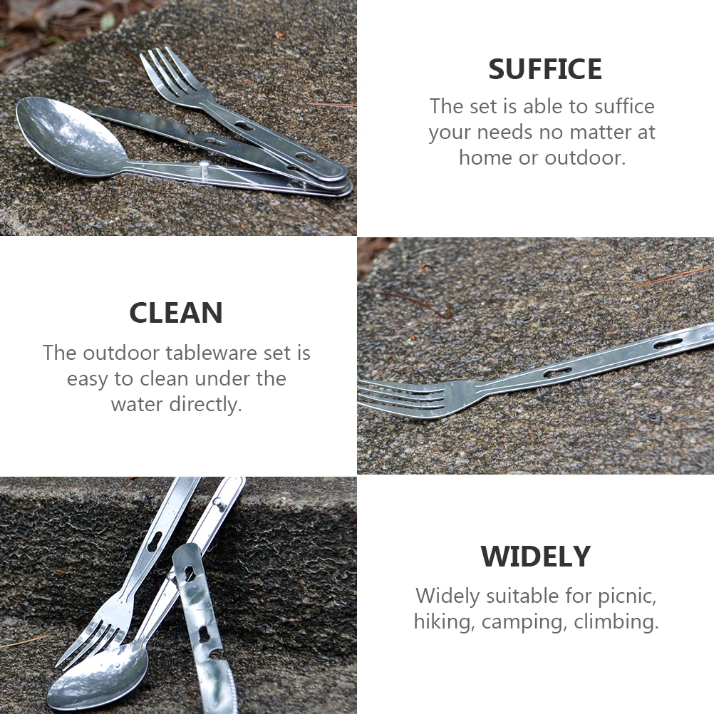 

1 set 1 Foldable Camping Cutlery Set Lightweight Durable Outdoor Tableware Hiking Picnic Bbq Spoon Fork Set For Camping Outdoor