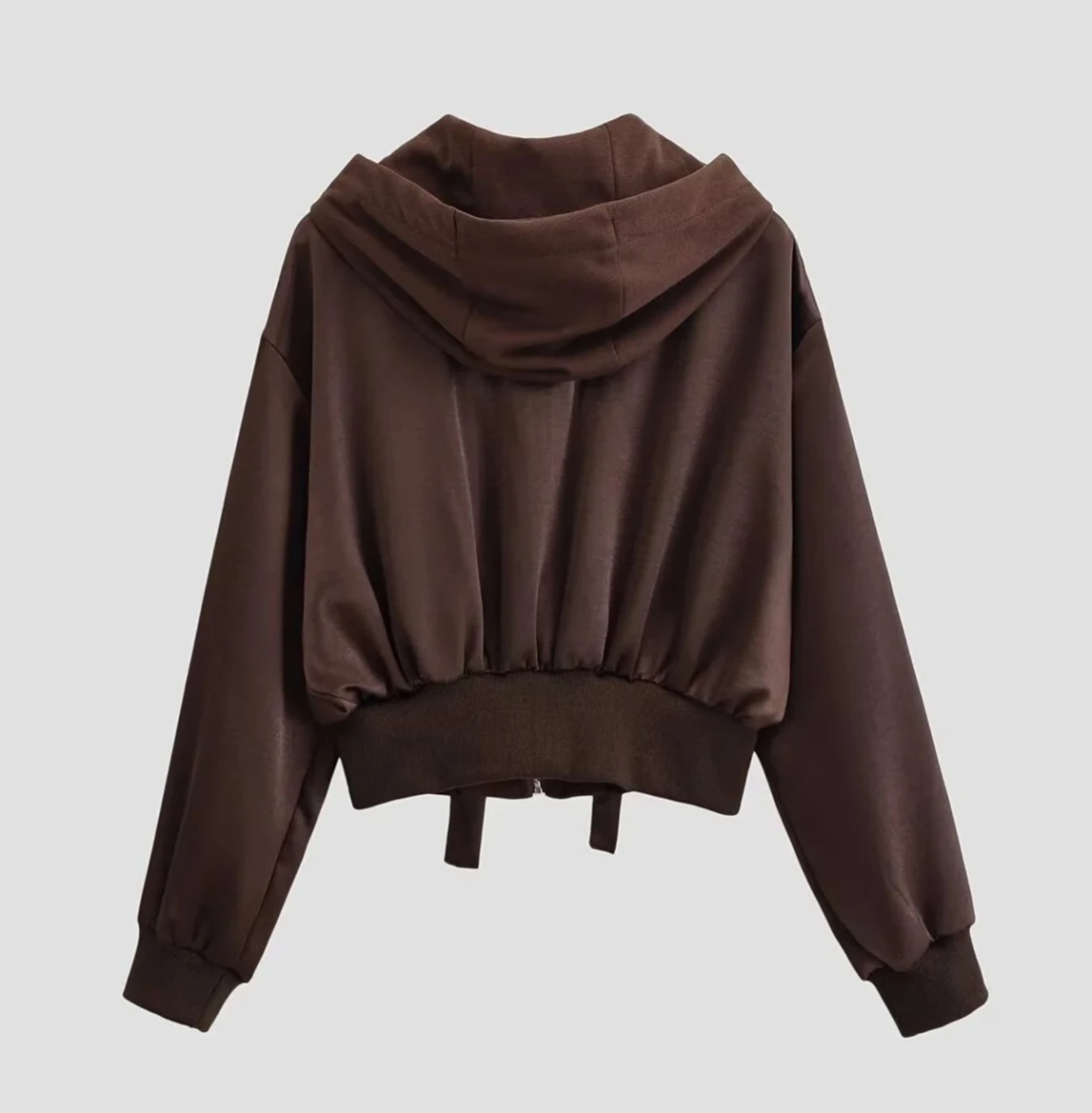 女性用 新しいパッチワークテクスチャードフード付き長袖カジュアルファッションシンプルジッパートリムショートジャケット