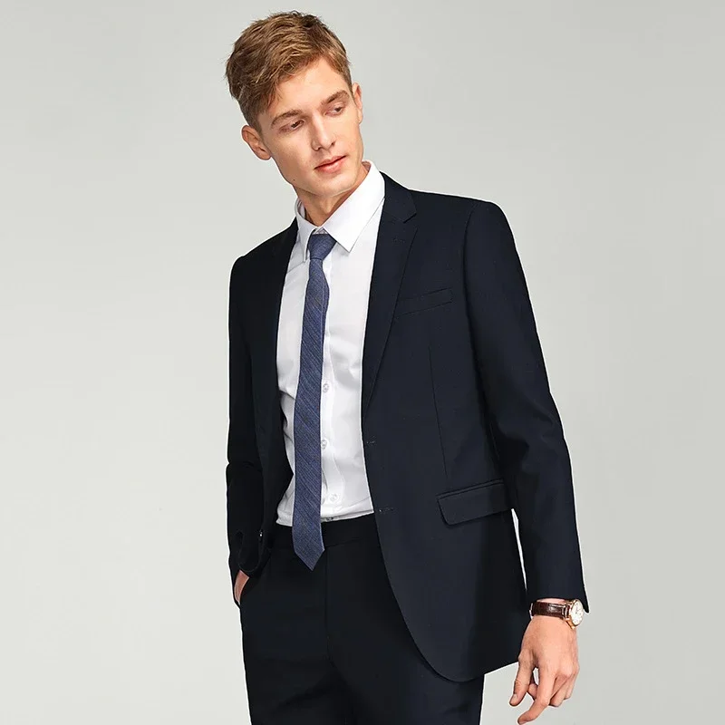 Blazer da uomo di fascia alta Blazer da lavoro di lusso formale da ufficio elegante giacca da abito da sposa banchetto per feste tinta unita nero grigio Top