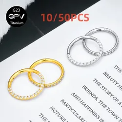 10PCS G23 Titanium Nose Ring Side Inlaid With Exquisite Zircon Perforated Jewelry Unisex Punk Nose Jewelry Earrings