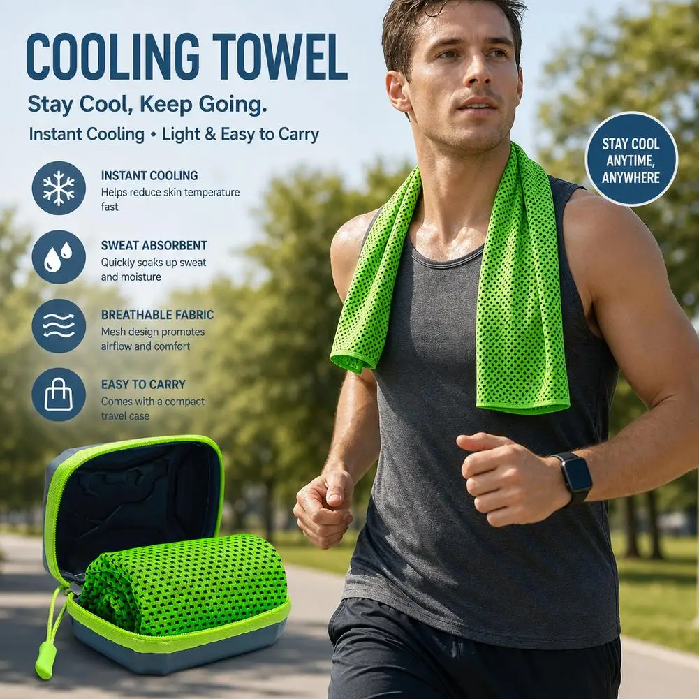 1Pcs Sports Cooling Towel with Storage Box Quick Dry Instant Cooling Fitness Towel  Swimming Pool Camping Towel Cooling scarf