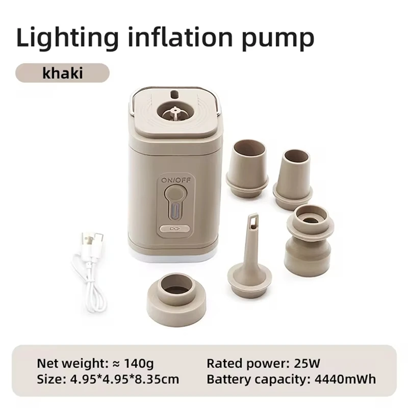 Electric Air Pump With Lights Mini Wireless Air Compressor USB Charging Inflator/Deflator Pumps For Outdoor Camping