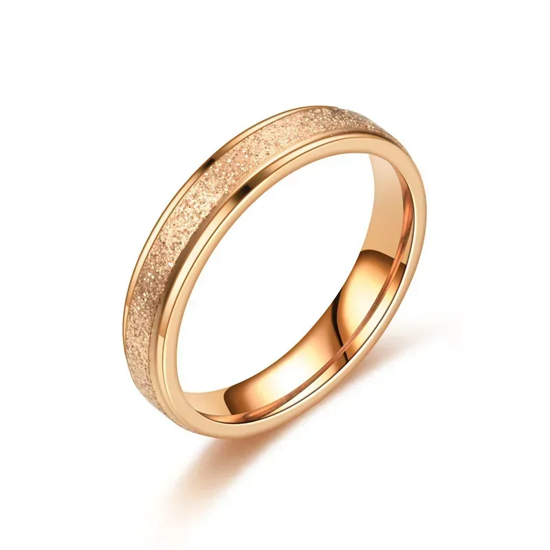 Luxury Fashion Titanium Ring Stainless Steel Rose Gold Frosted Unisex Exquisite Jewelry Trendy Wedding Gift 6