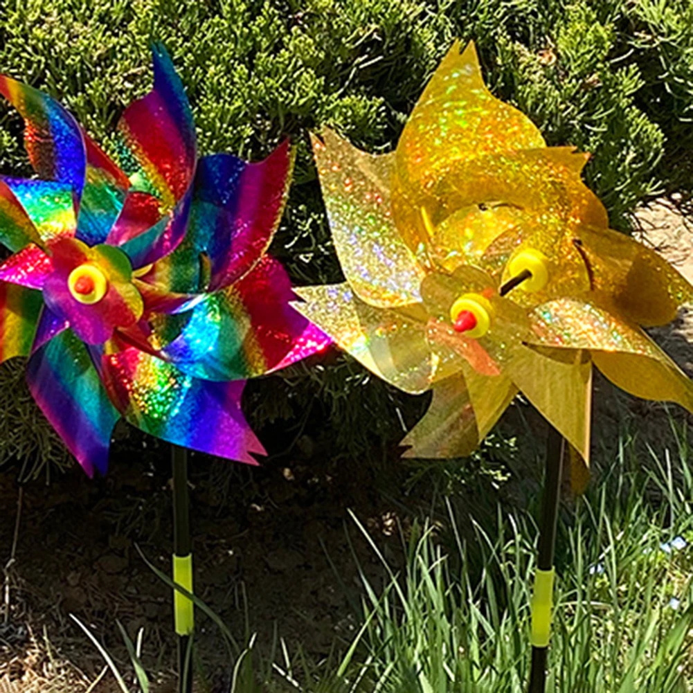 Jardim pássaro repeller pinwheels reflexivo sparkly pássaro dissuasor moinho de vento girador proteger jardim planta flor jardim gramado decoração