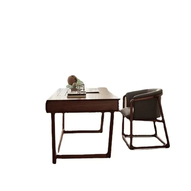 Italian Style Light Luxury Nordic Black Walnut Solid Wood Executive Desk with Cooling Function for Study and Work