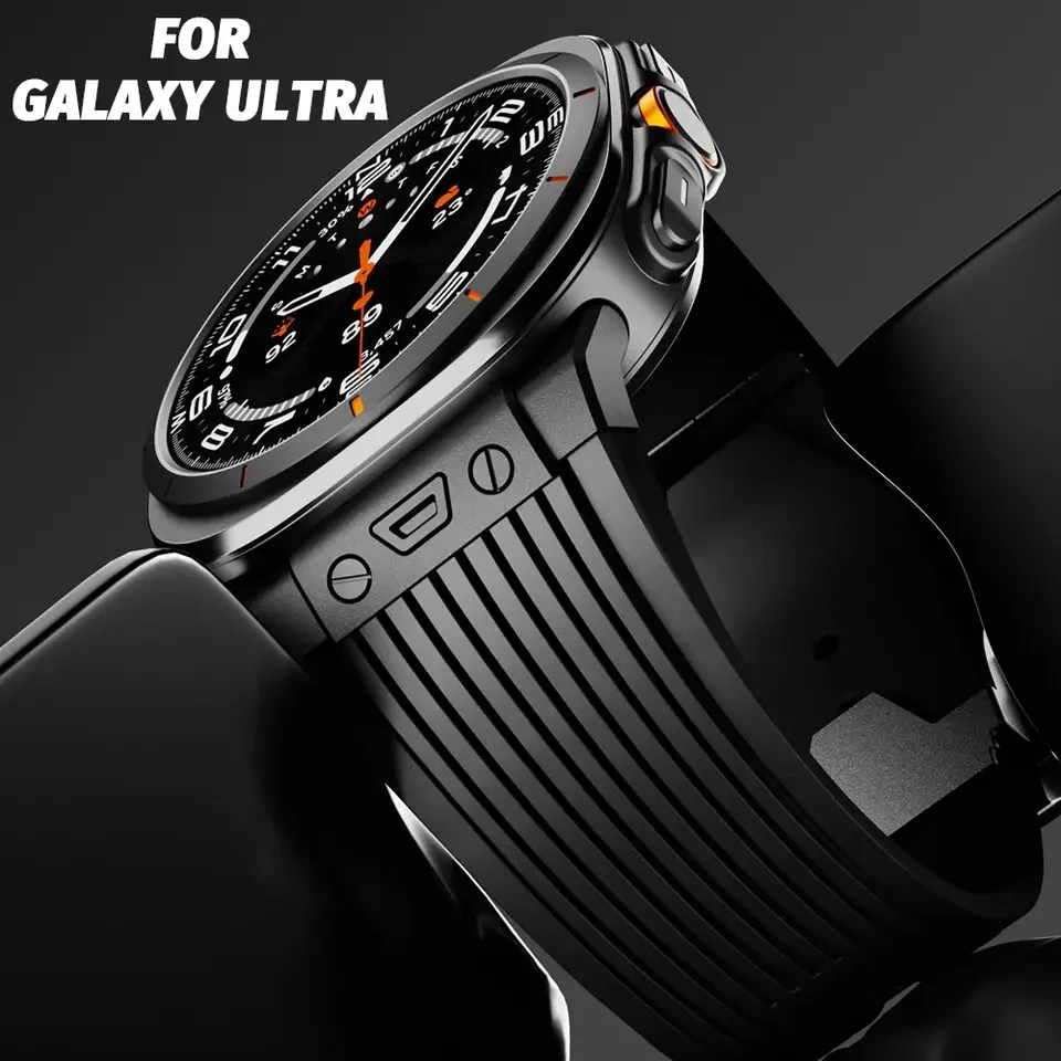 

Роскошный силиконовый ремешок для Samsung Galaxy Watch Ultra 47 мм, металлическая пряжка для часов Galaxy Ultra 47 мм, браслет без зазоров с изогнутым концом