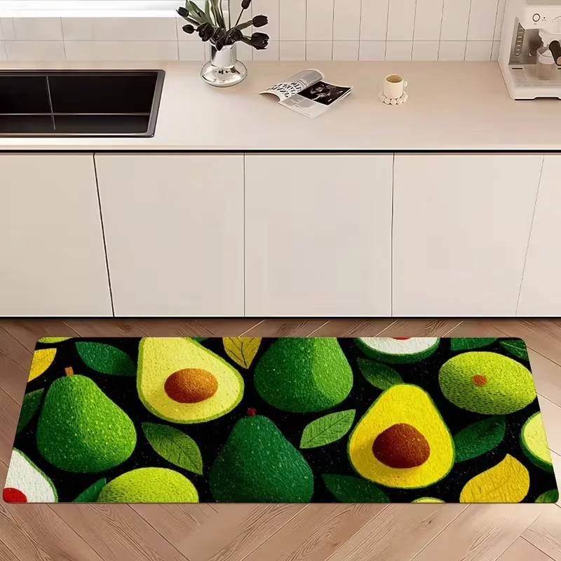 Checkered Cherry Fruit Long Rug Berry Print Non-Slip Runner Mat Kitchen Bedroom Decorative Floor Carpet