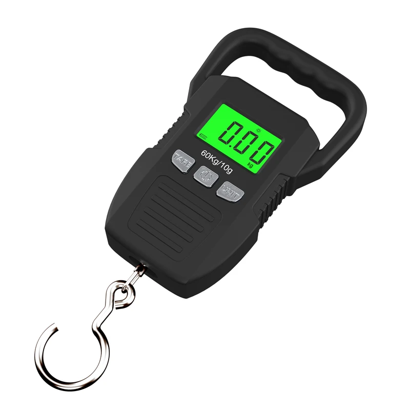 Black 60kg/10g LCD Digital Hanging Scale Portable USB Recharged Crane Hook Scales Courier Luggage Home Weighing Balance Tools