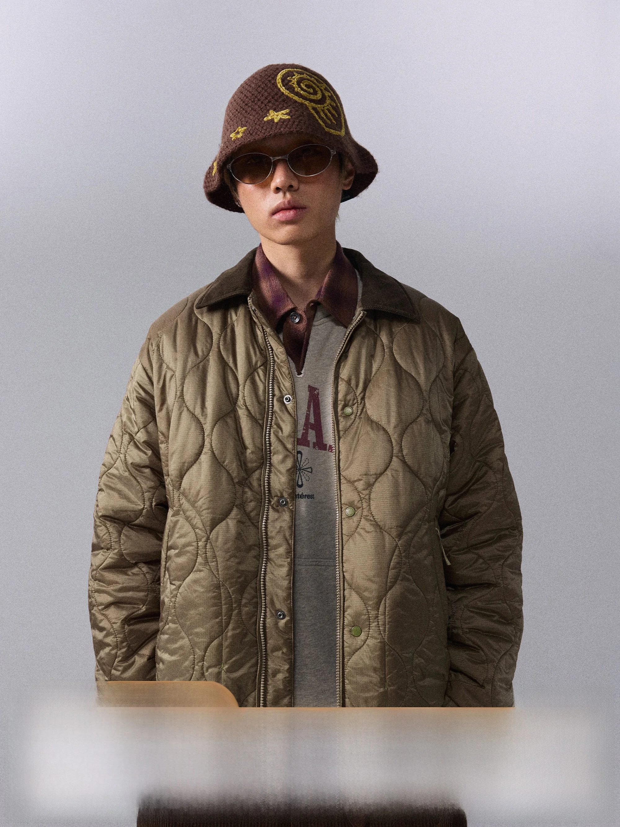 

Monterest Retro Casual Loose Fit Collared Embroidered Jaet Cotton Outerwear Men's Zipper Closure Stand Length