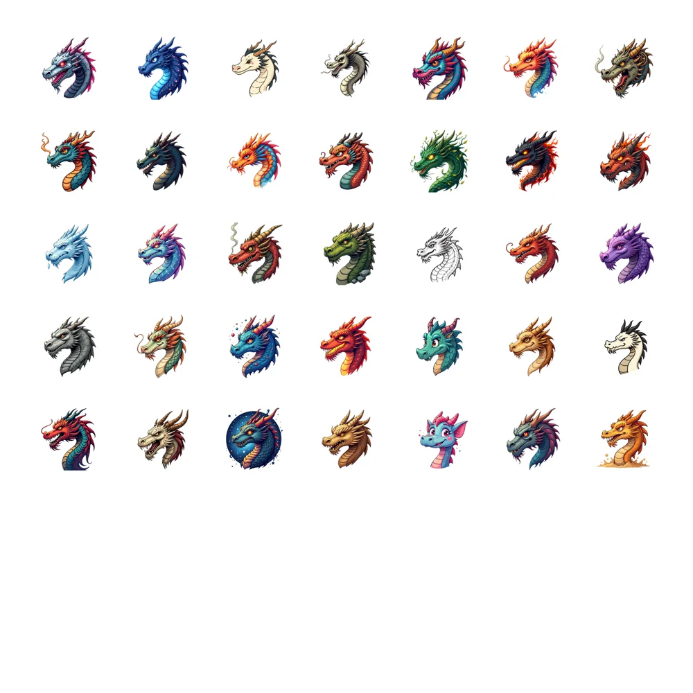 35pcs Colorful Dragon Stickers Cartoon Fantasy PVC Sticker DIY Stickers For Laptop Luggage Scrapbook Diary Sticker DIY