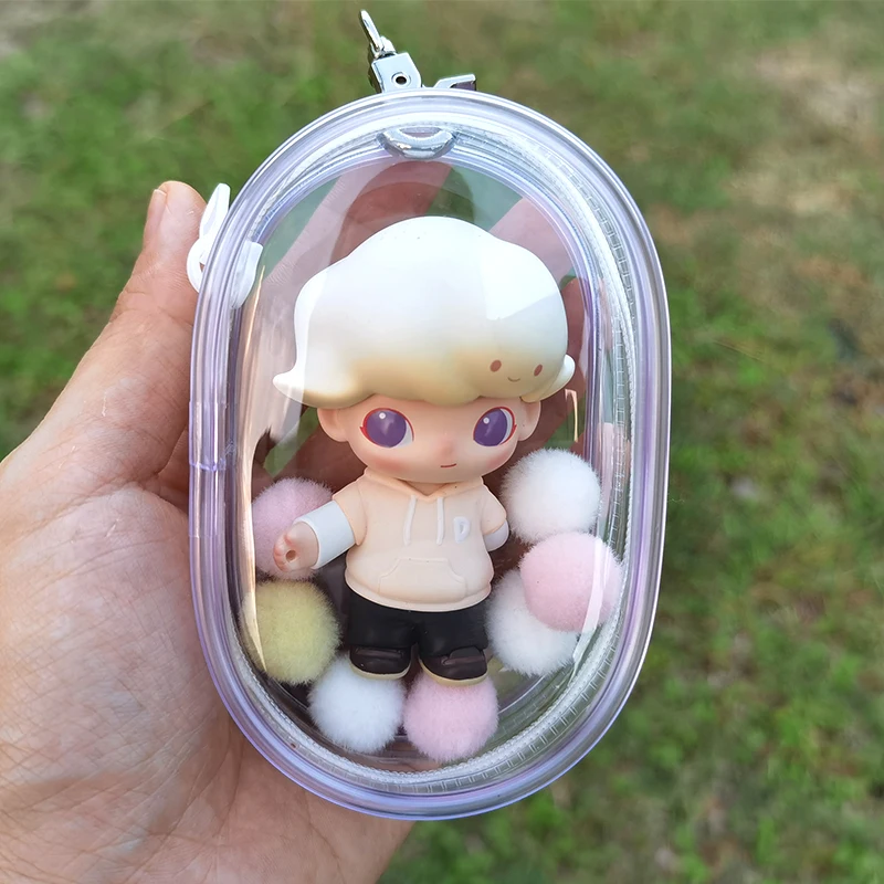 Clear Outdoor Bag Transparent Mini Kawaii Girl Doll Protector Organizer Pouch For Anime Cartoon Dolls Little DIY Figure Nendroid