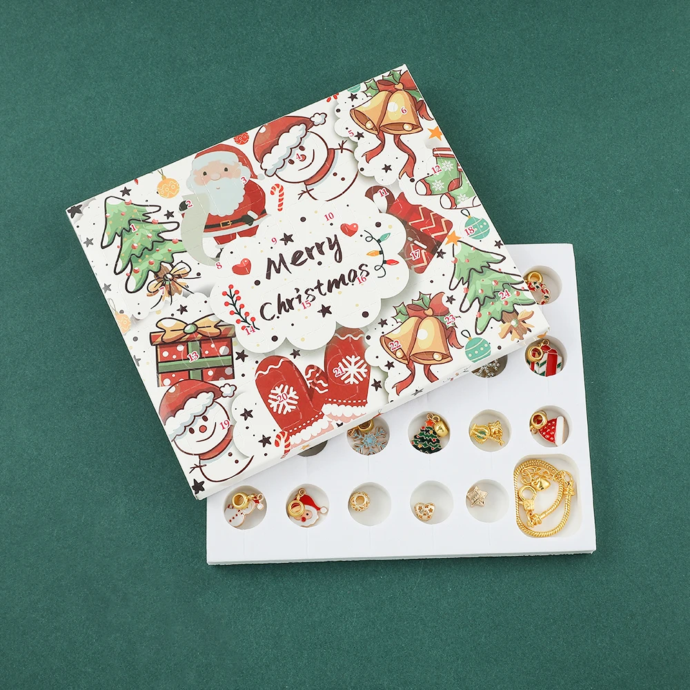 Christmas Countdown 24DIY Bracelet Set, Fashionable and Simple Women's Jewelry Zinc Alloy Beaded Bracelet Christmas Gift