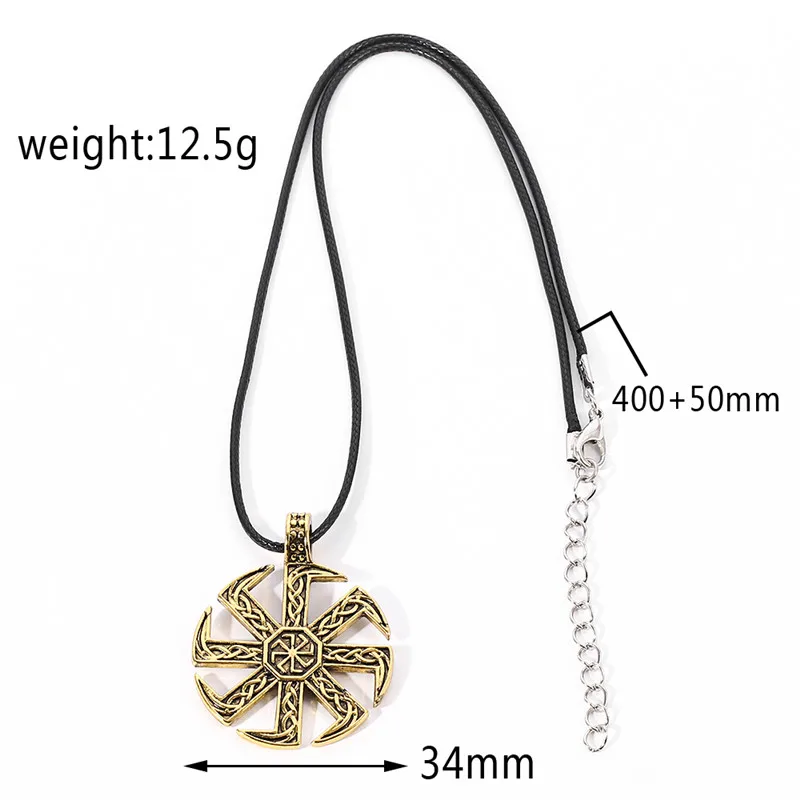 Likegreat Slavic Kolovrat Symbols Necklace for Men Pagan Sun Wheel Talisman Amulet Link Chain Pendants Religious Jewelry