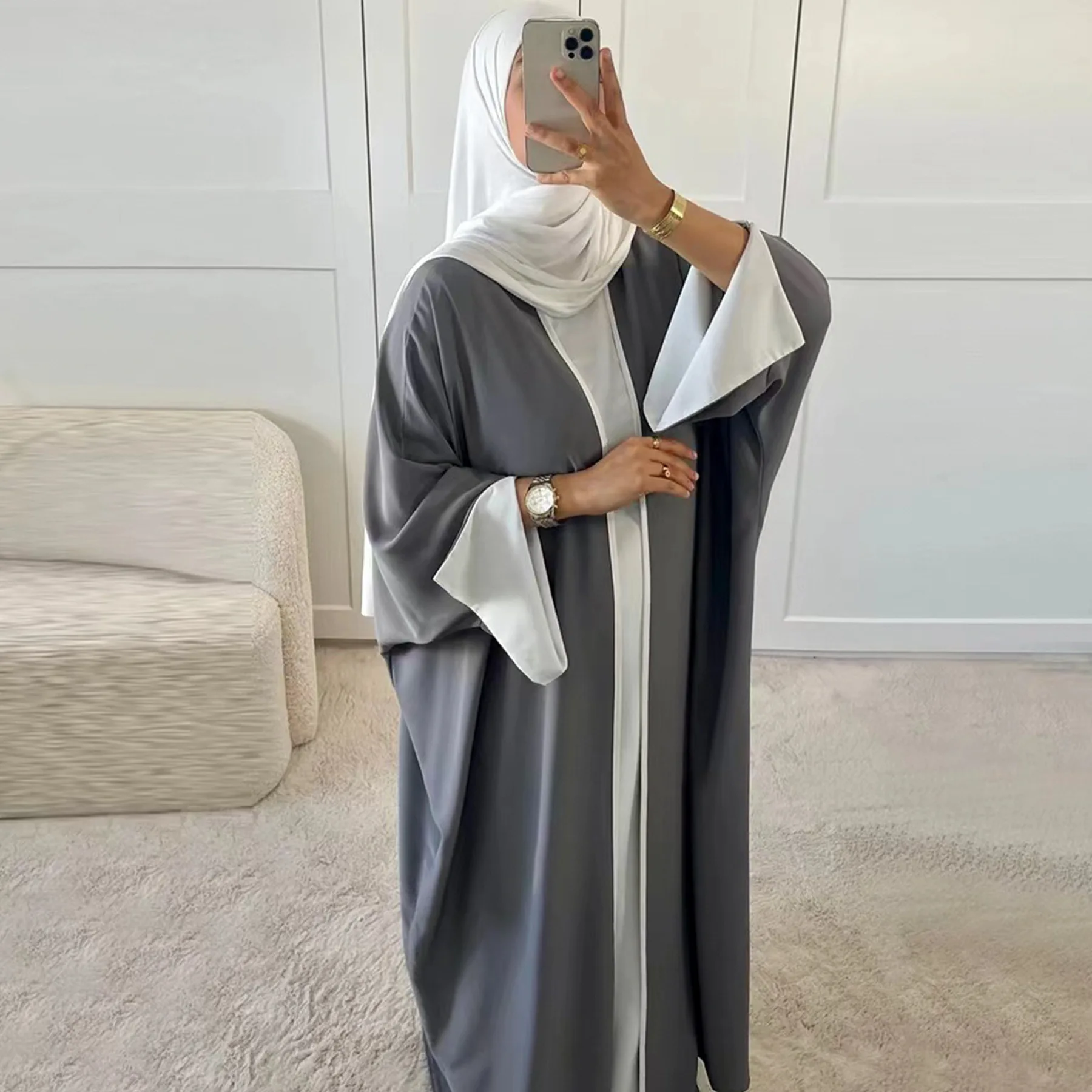 Eid Abaya abierta musulmana para mujer cárdigan modesto bata Ramadán Vestidos Marruecos Dubai Arabia Saudita Abayas Kaftan Jalabiya Vestidos largos