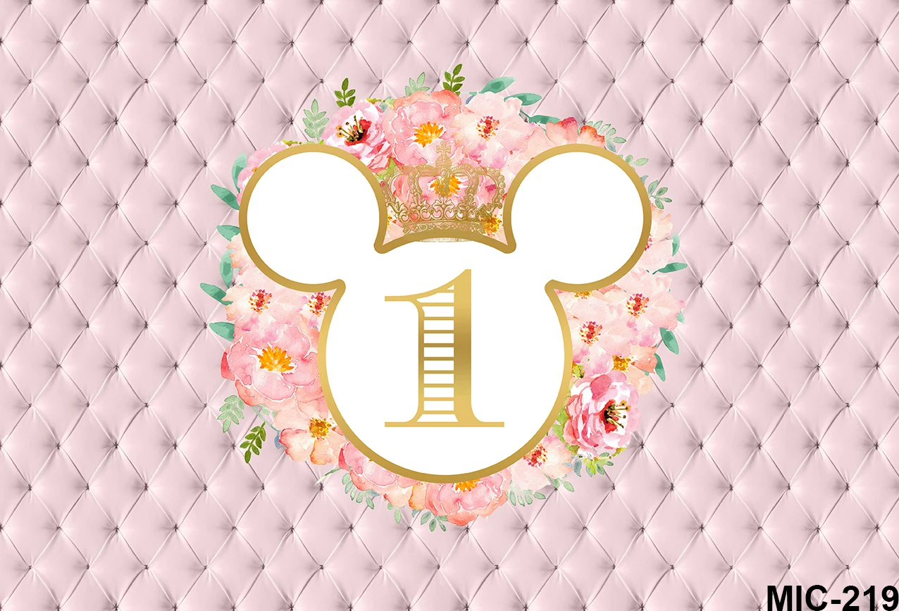 Disney Mickey Minnie Mouse Pink Head Theme Backgrounds Girl Birthday Party Decoration Customized Banner Studio Newborn Backdrops