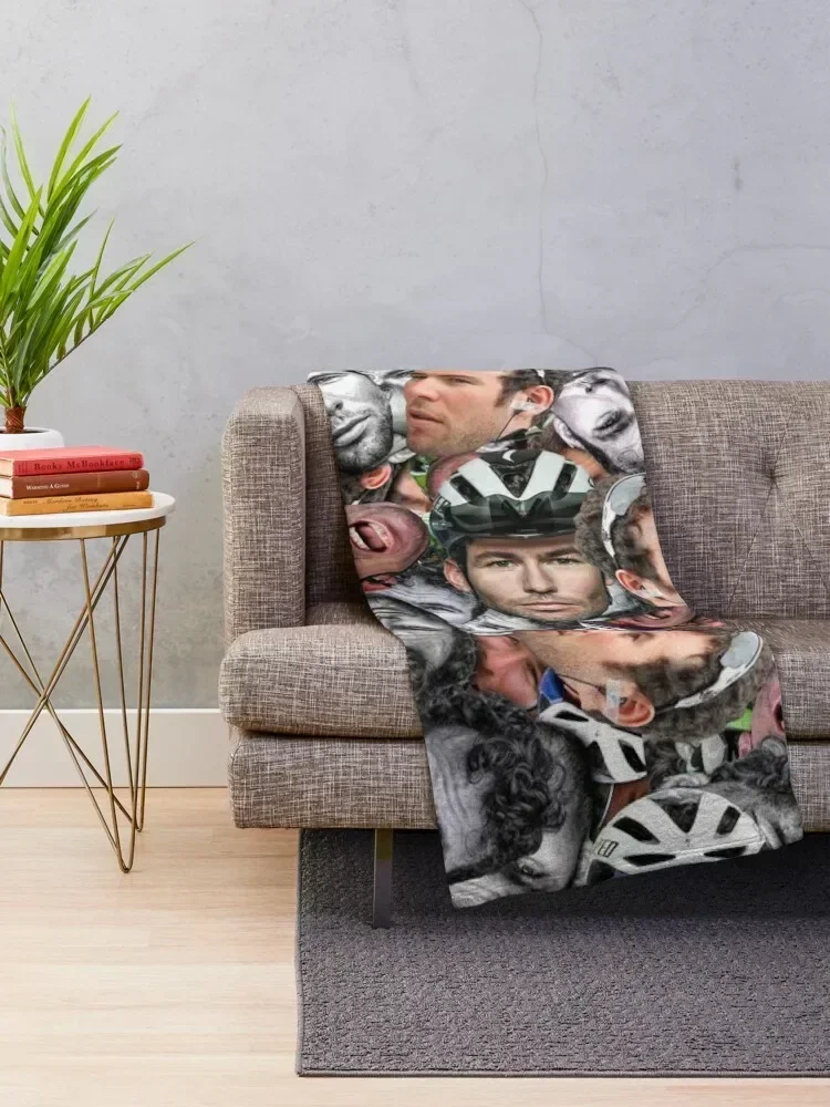 mark cavendish - professional road racing cyclist face pattern Throw Blanket manga decorative Cute Plaid Blankets