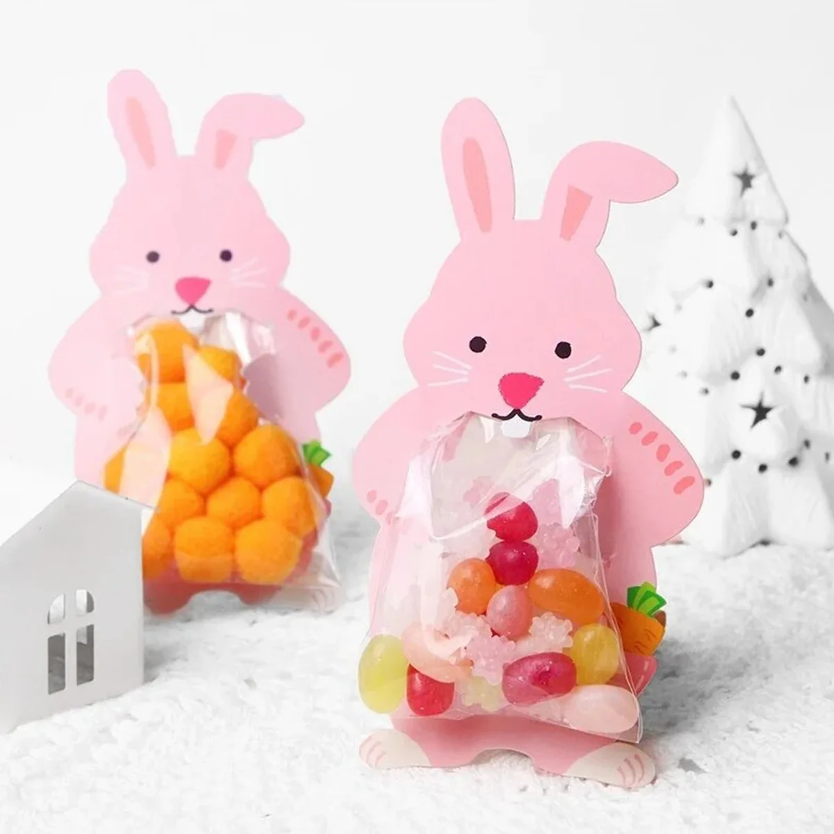 1set Cartoon Rabbit Candy Boxes Rabbit Lollipop Cards for Happy Easter Spring Party Decorations Kids DIY Gifts Packaging Supply
