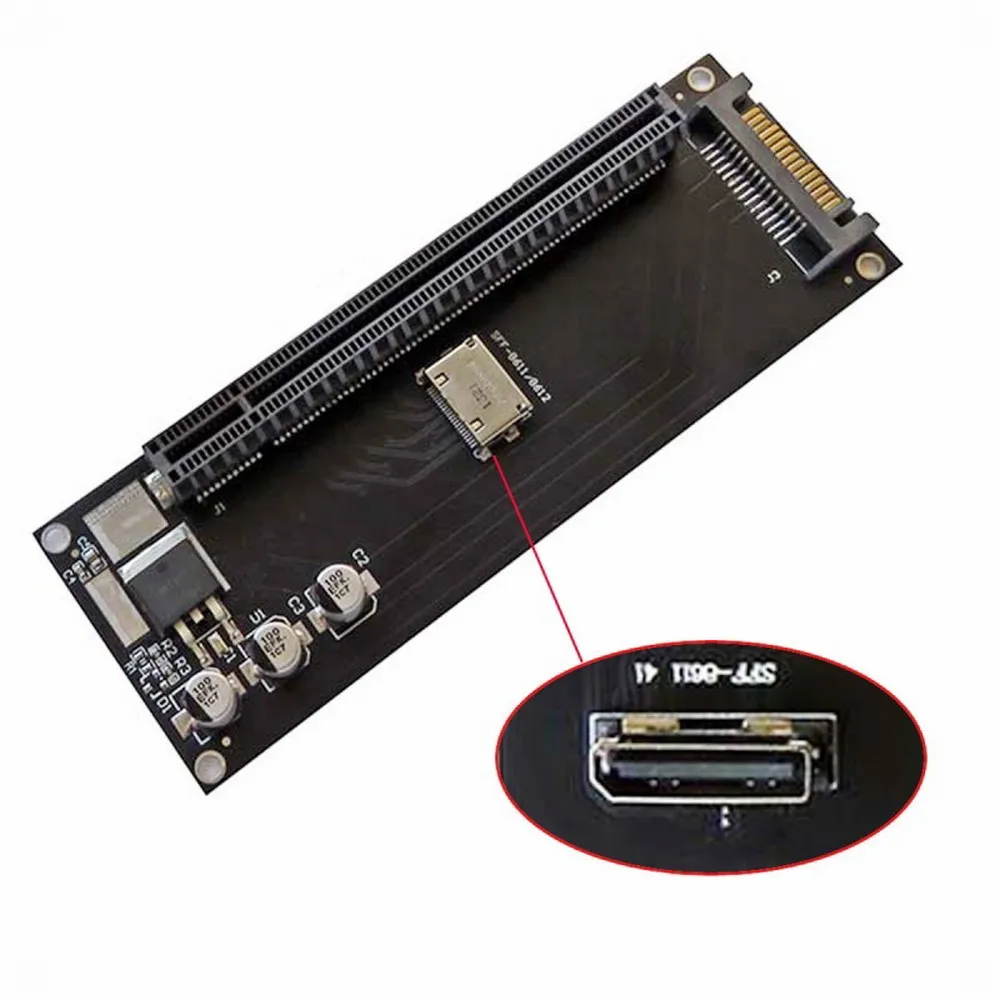 Oculink 4x SFF-8611 8612 NVMe M.2 To PCI-E 4.0 X16 X4 Adapter PCI-Express for Mainboard Graphics Card with 12V 2A  SATA Power