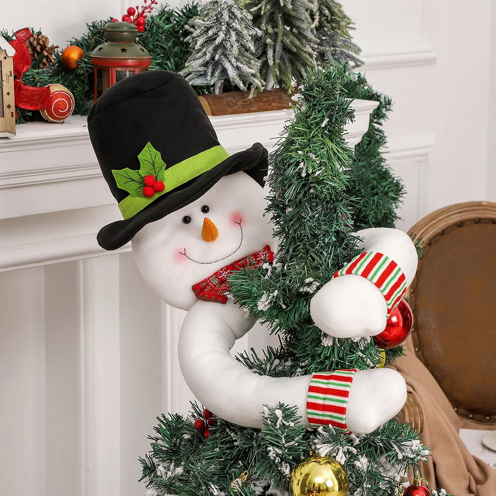 

Christmas Tree Ornament Santa Claus Snowman Plush Dolls With Long Arm Xmas Decoration For Warm Festive Atmosphere Party Supplies