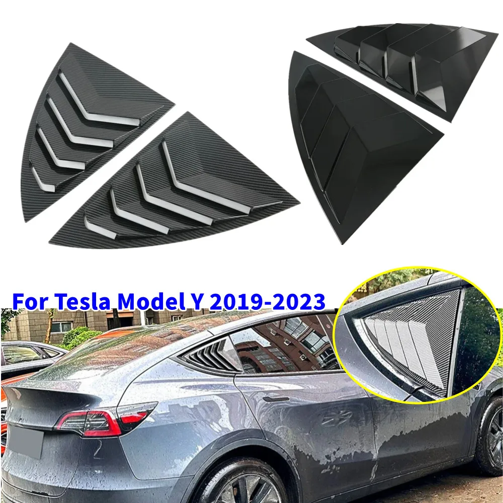 

For Tesla Model Y 2019-2023 Car Rear Window Quarter Louver Shutter Cover Side Vent Trim Sticker ABS Exterior Accessories