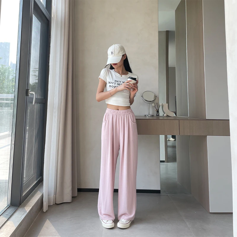 2026 Spring New Ice Silk Wide-Leg Pants Casual And Loose Cool And Smooth To The Touch Slimming And Makes Your Legs Look Long