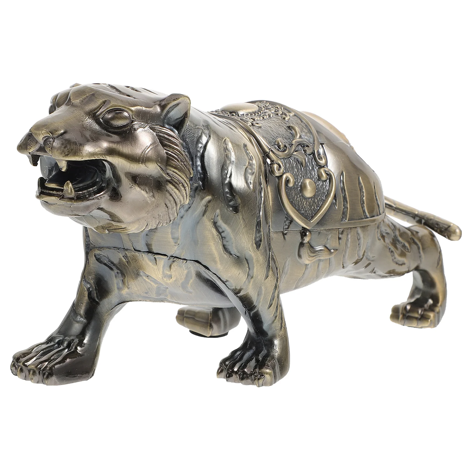 

Tiger Shaped Ashtray Zinc Alloy Material Indoor Desktop Cigarette Butt Container Unique Lidded nament Decorative Practical