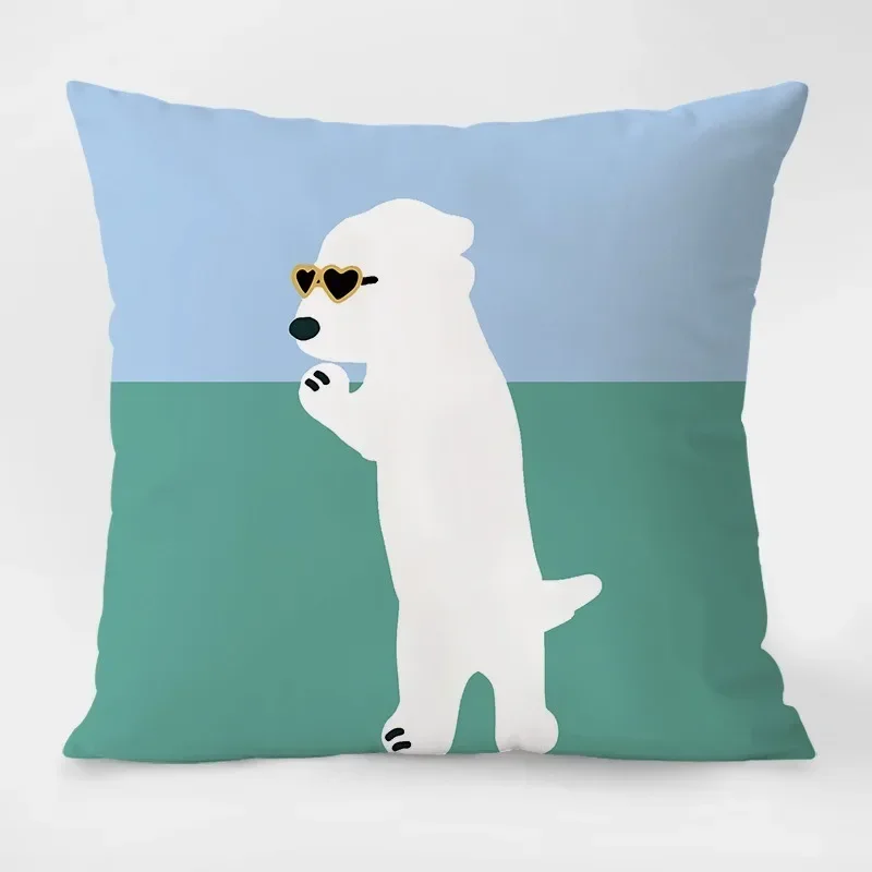 Simple Cute Dog Pillowcase Dormitory Decoration Office Living Room Sofa Home Pillowcase40x40cm 16x16Inch ，45x45cm 18x18Inch