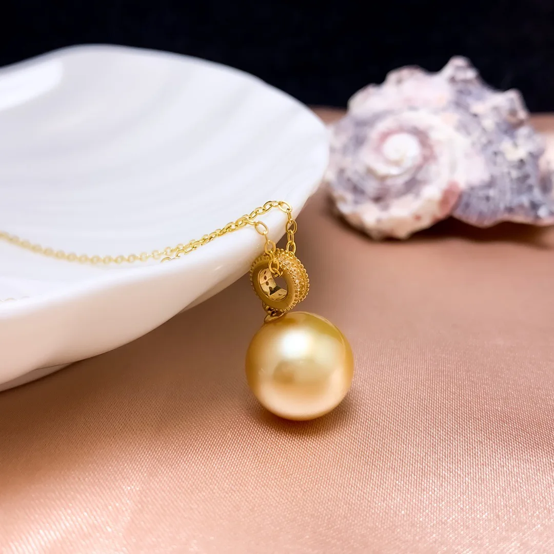 SHILOVEM 18k Gold  Pearl pendant New Birthday Christmas Gift Fashion Wholesale Women none necklace 11mm yzz111180zz