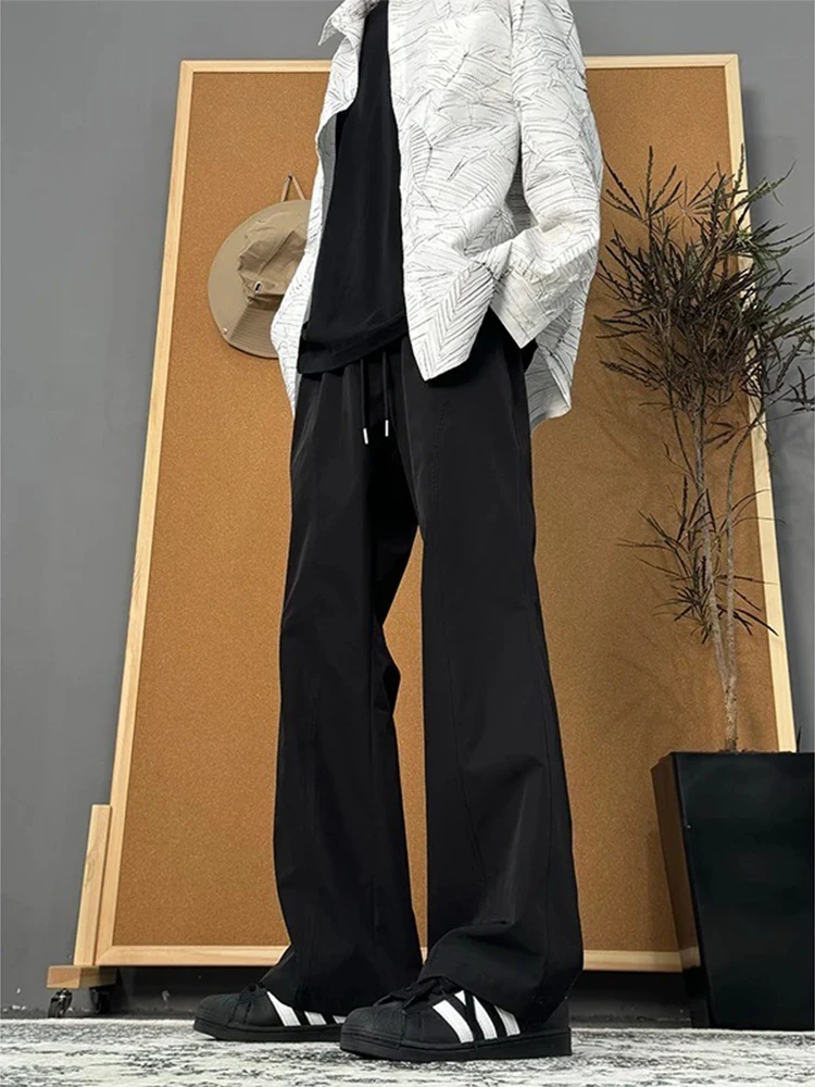 

Black American Style Casual Pants Men's Spring Trend Quick Dry Straight Leg Workwear Trousers Loose Sports Leisure Pants
