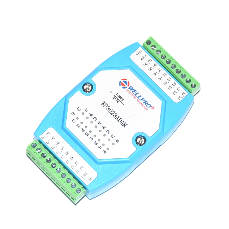 Módulo de entrada e saída digital isolado 8DI 8DO RS485 MODBUS RTU WP8028ADAM NPN