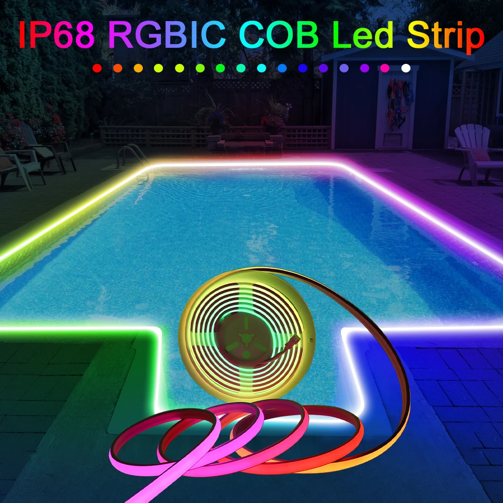 RGB COB LED Strip Light IP68 Waterproof Addressable LED Strip Kit Dream Colorful Strip Light For Outdoor Decor Strip Lighting