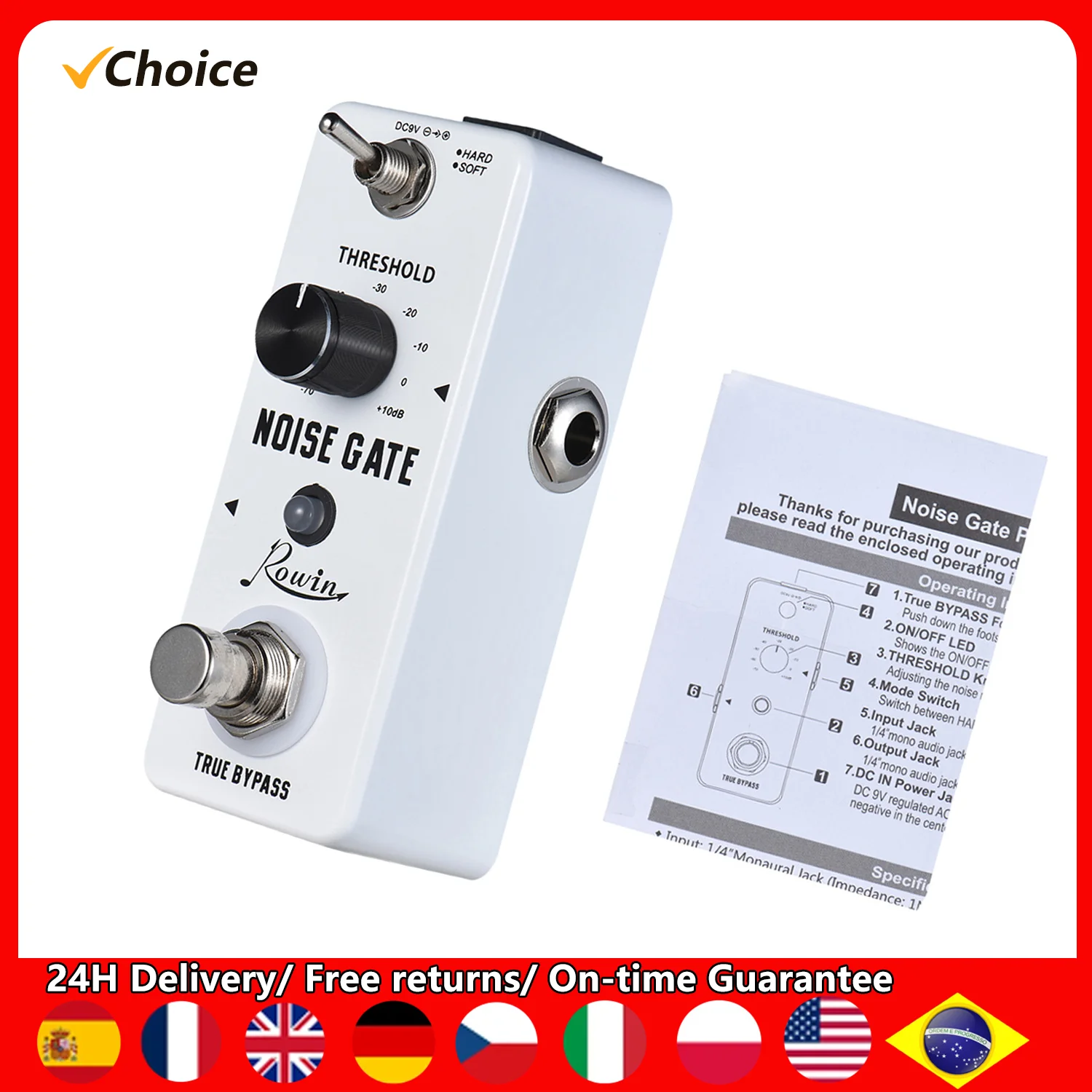 

Шумоподавляющая гитарная педаль Rowin, 2 режима, корпус из алюминиевого сплава