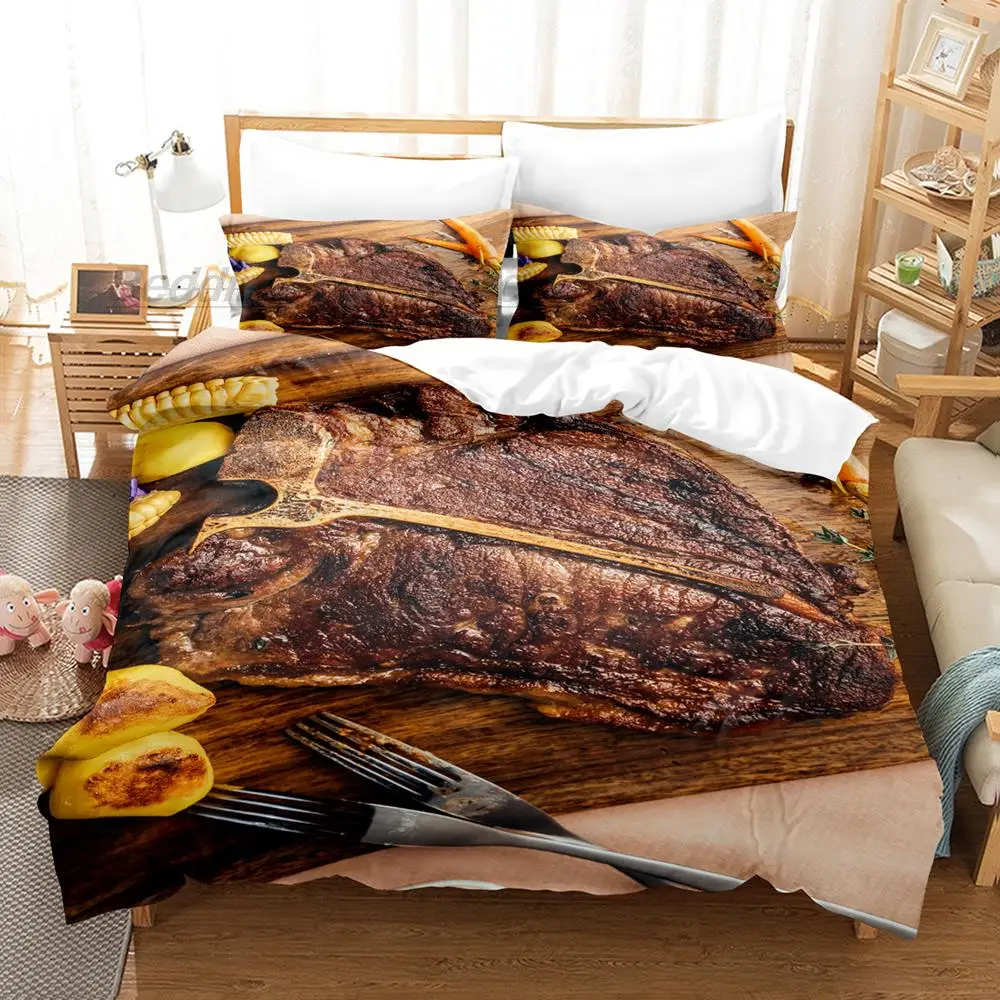 Beefsteak Bedding Set Single Twin Full Queen King Size Bed Set Aldult Kid Bedroom Duvetcover Sets 3D Print Gourmet Steak