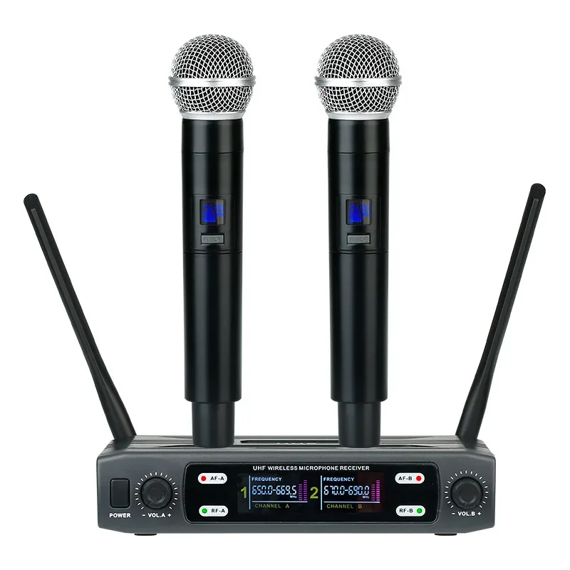 

Wireless Microphone Handheld Dual Channels UHF Fixed Frequency Dynamic Mic For Karaoke Wedding Party Band Church Show New 2024