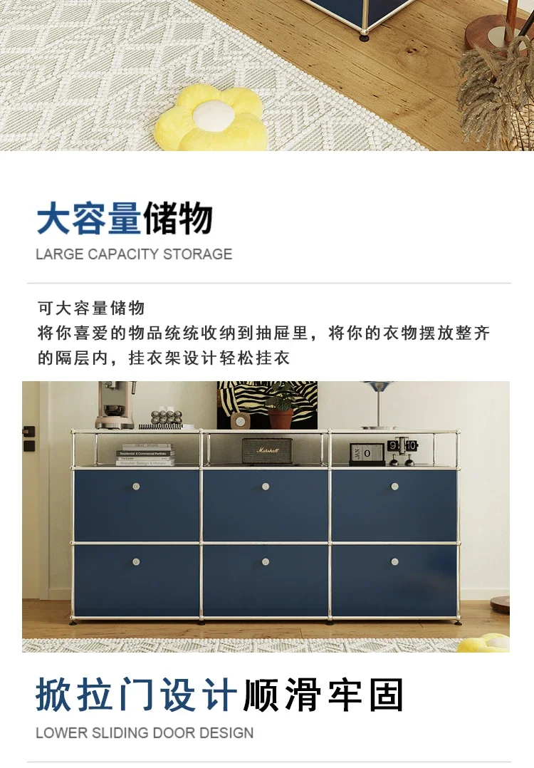 Living Room Sideboard Medieval Cabinets Storage Dining Modern Metal Stainless Steel Frame Wood Customizable Cabinet with Locker