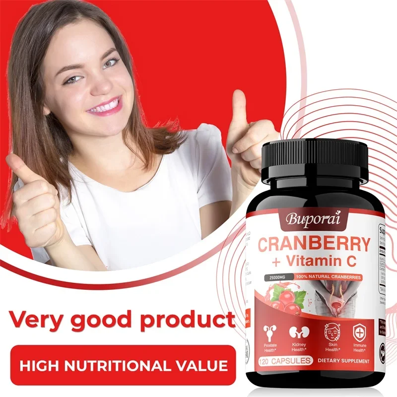 Cranberry Extract Supports - Urinary Tract Health, Bladder Health, Antioxidant, Rich in Vitamin C, Daily Cranberry Capsules