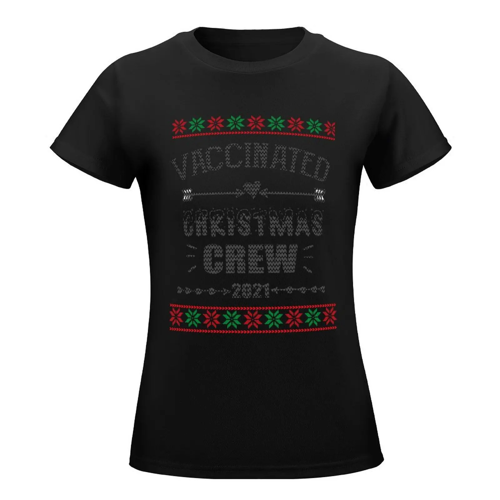 Vaccinated Christmas Crew 2021 christmas shirts for family T-Shirt plus size tops korean fashion tshirts woman